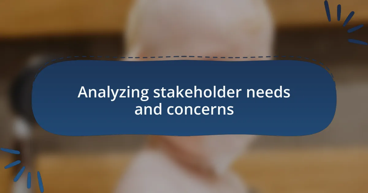 Analyzing stakeholder needs and concerns