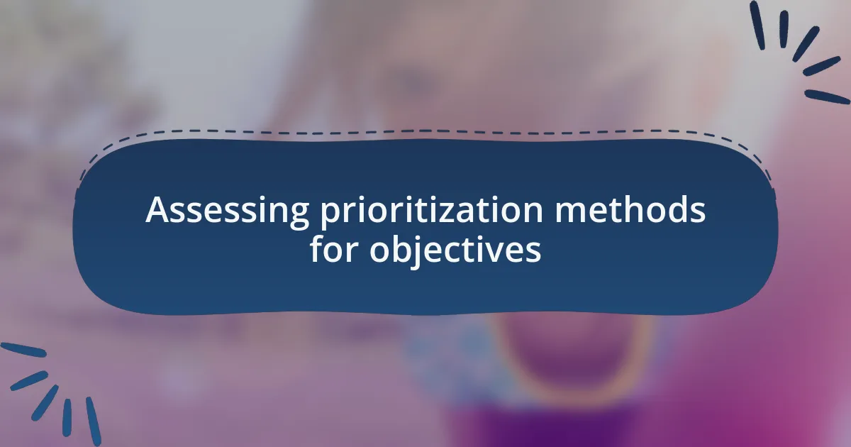 Assessing prioritization methods for objectives