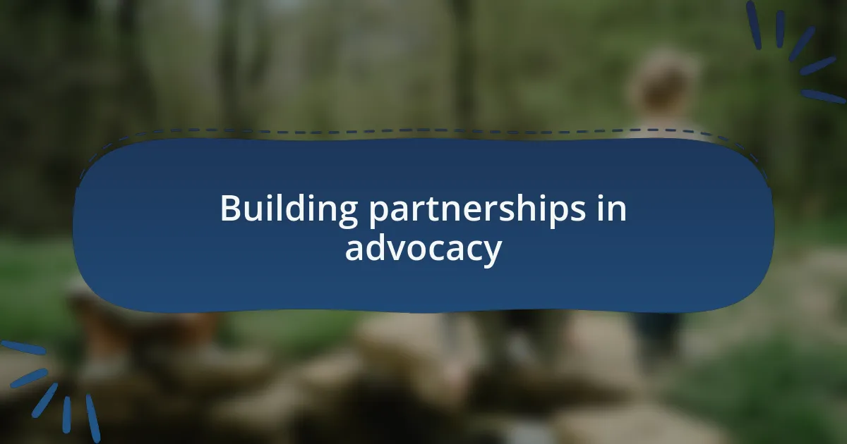 Building partnerships in advocacy