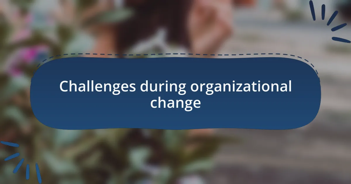 Challenges during organizational change