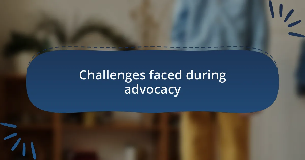 Challenges faced during advocacy