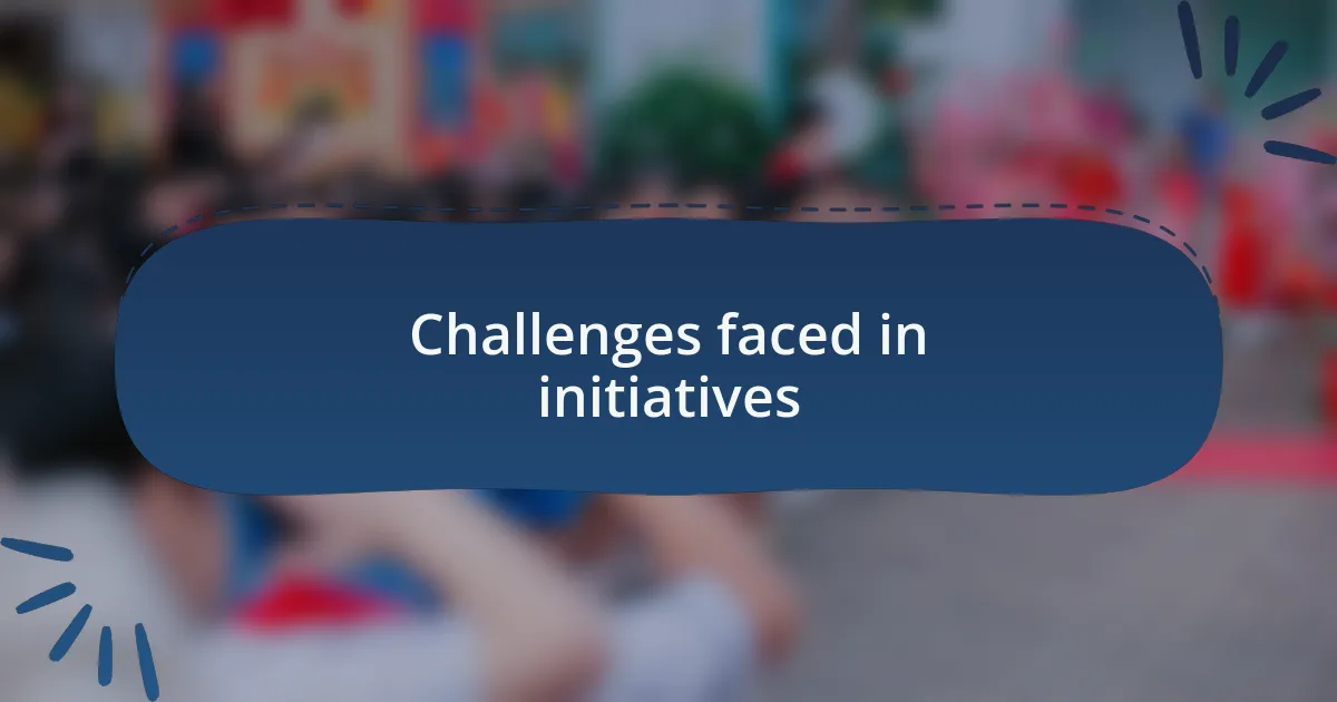 Challenges faced in initiatives