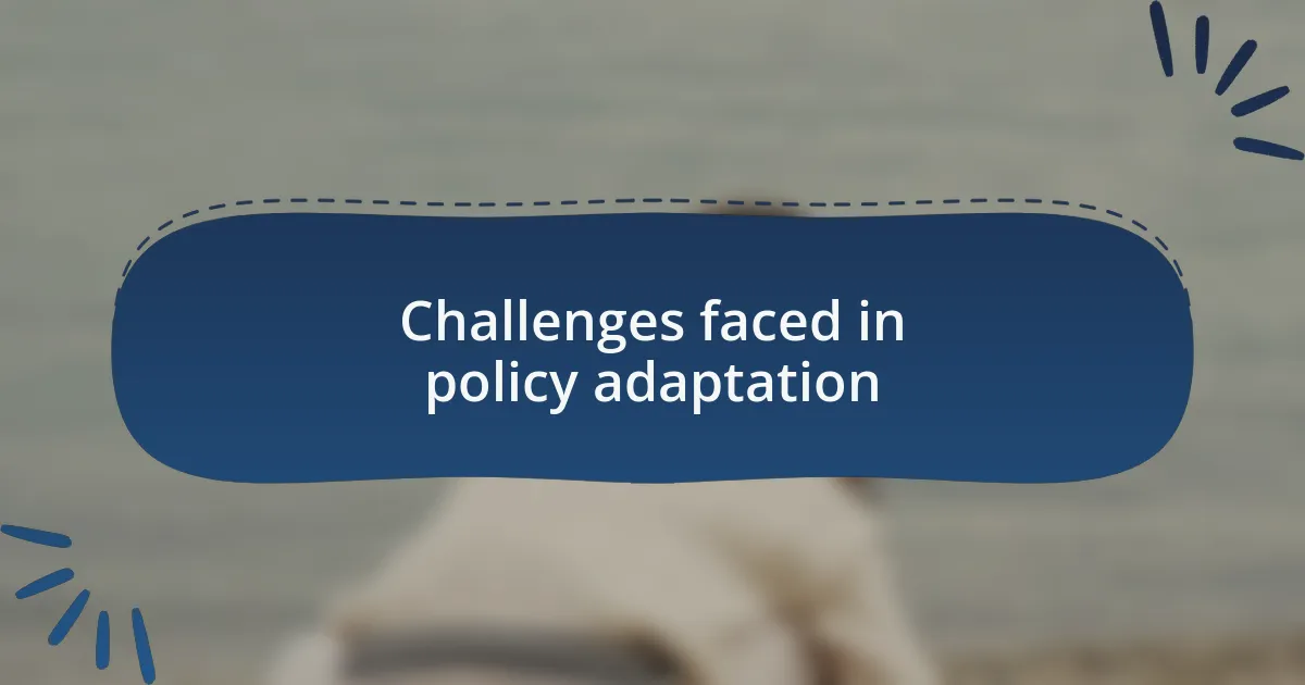 Challenges faced in policy adaptation
