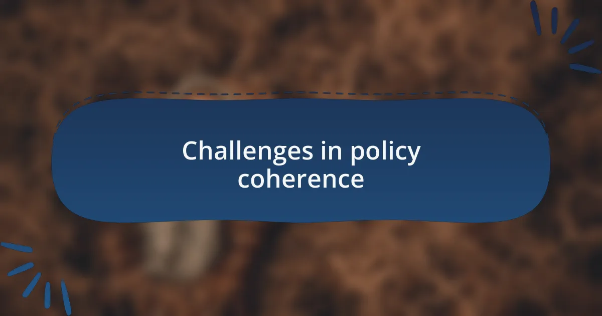 Challenges in policy coherence