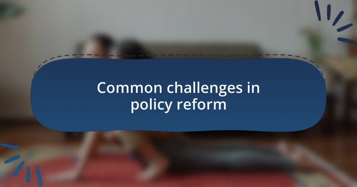 Common challenges in policy reform