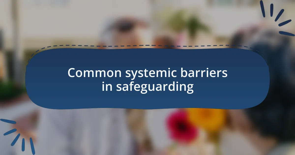 Common systemic barriers in safeguarding