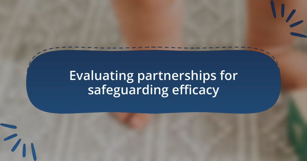 Evaluating partnerships for safeguarding efficacy