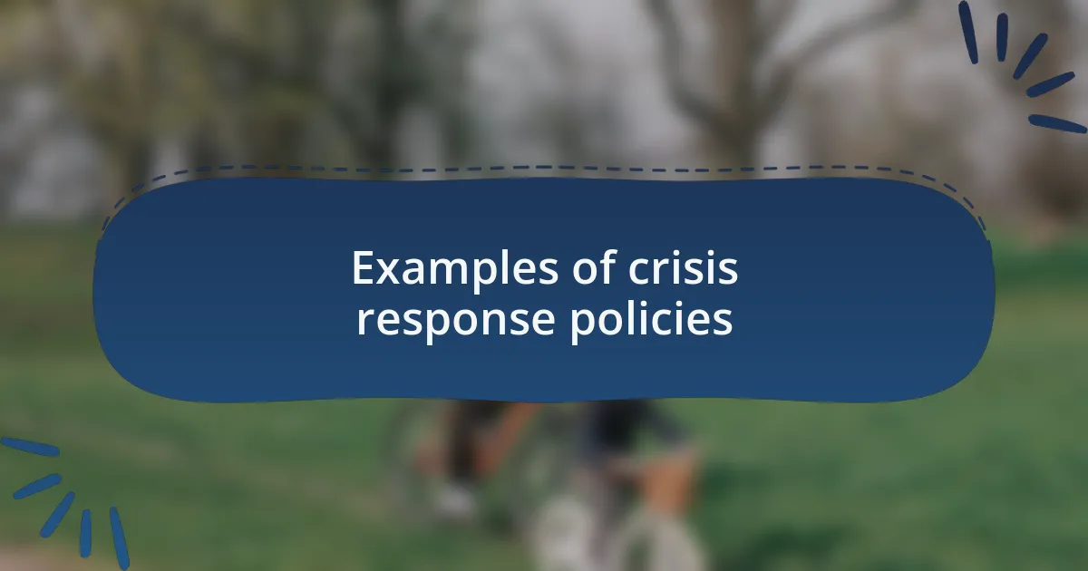 Examples of crisis response policies