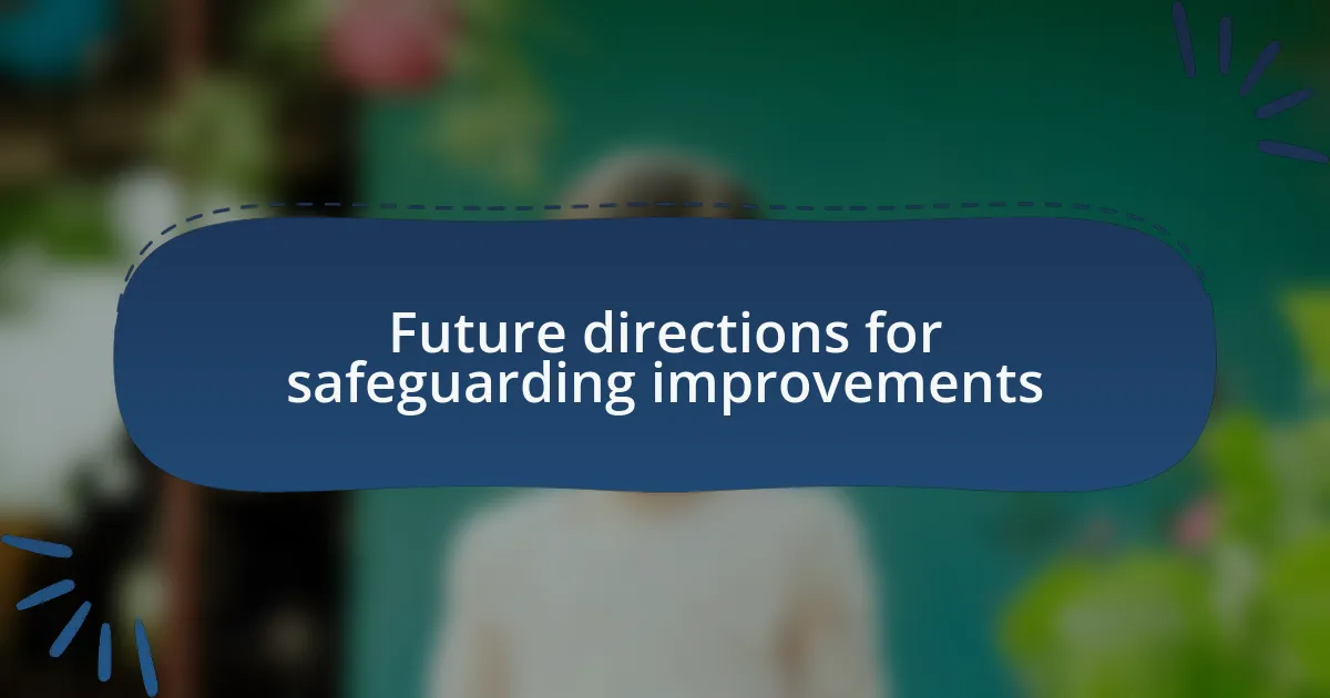 Future directions for safeguarding improvements