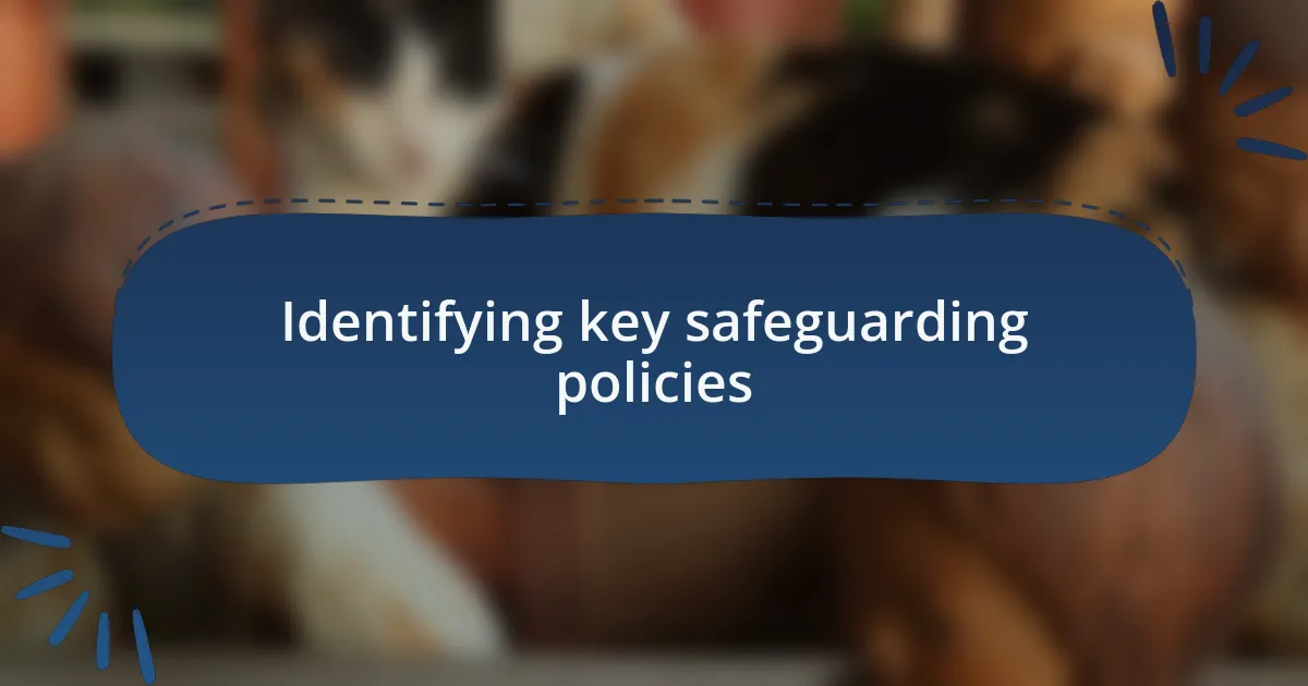 Identifying key safeguarding policies