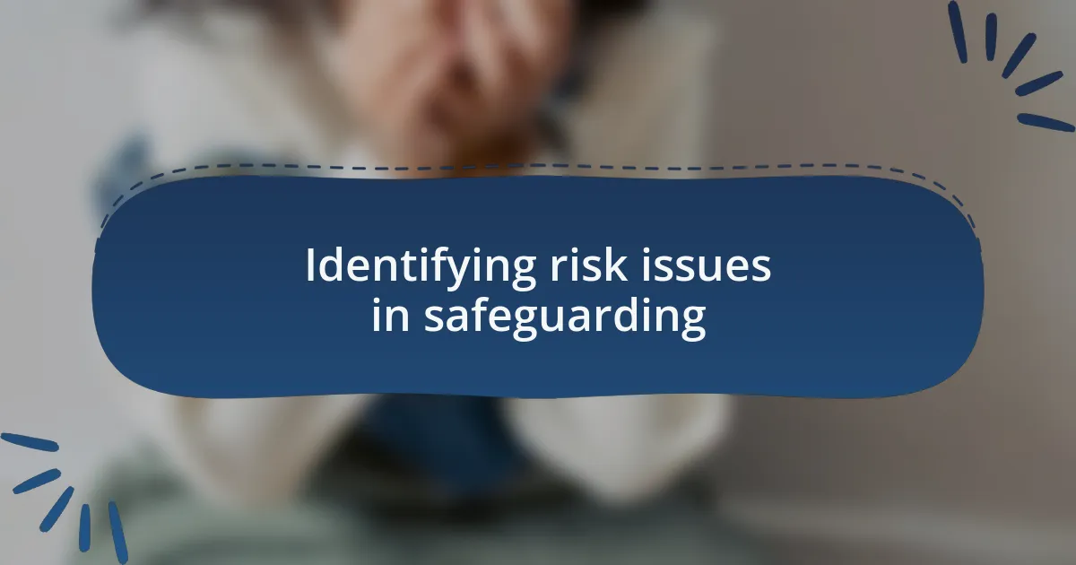 Identifying risk issues in safeguarding