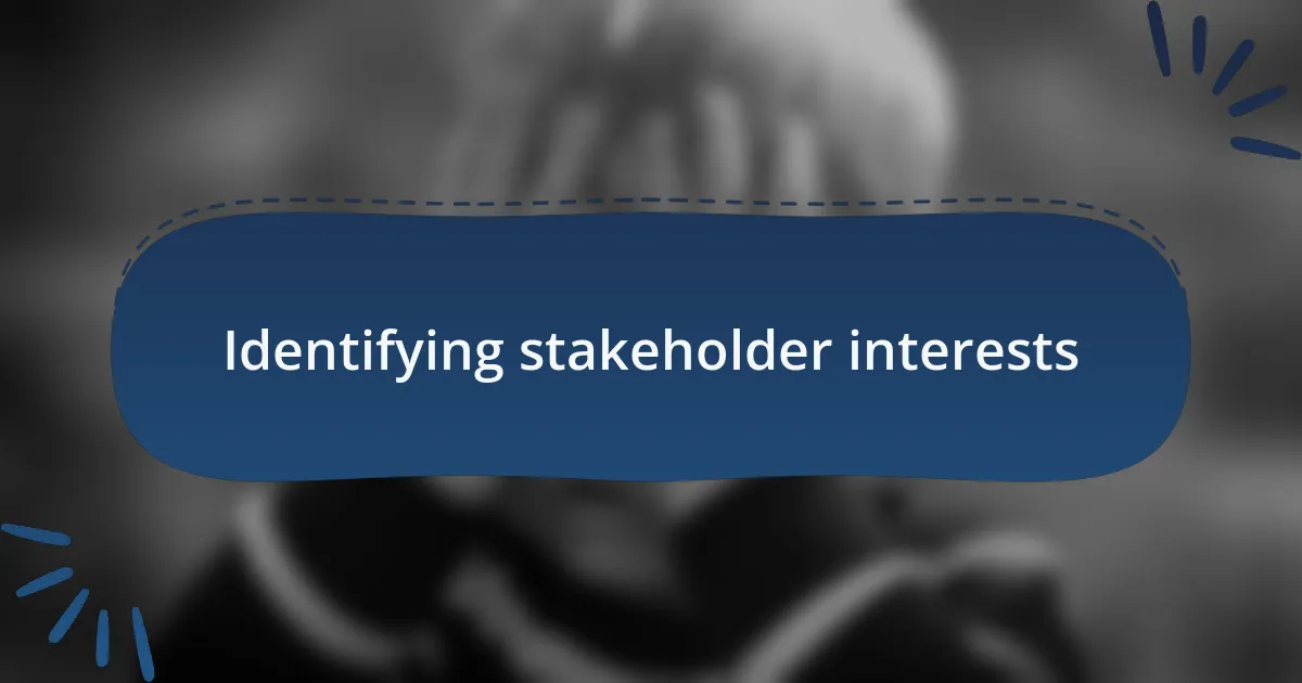 Identifying stakeholder interests