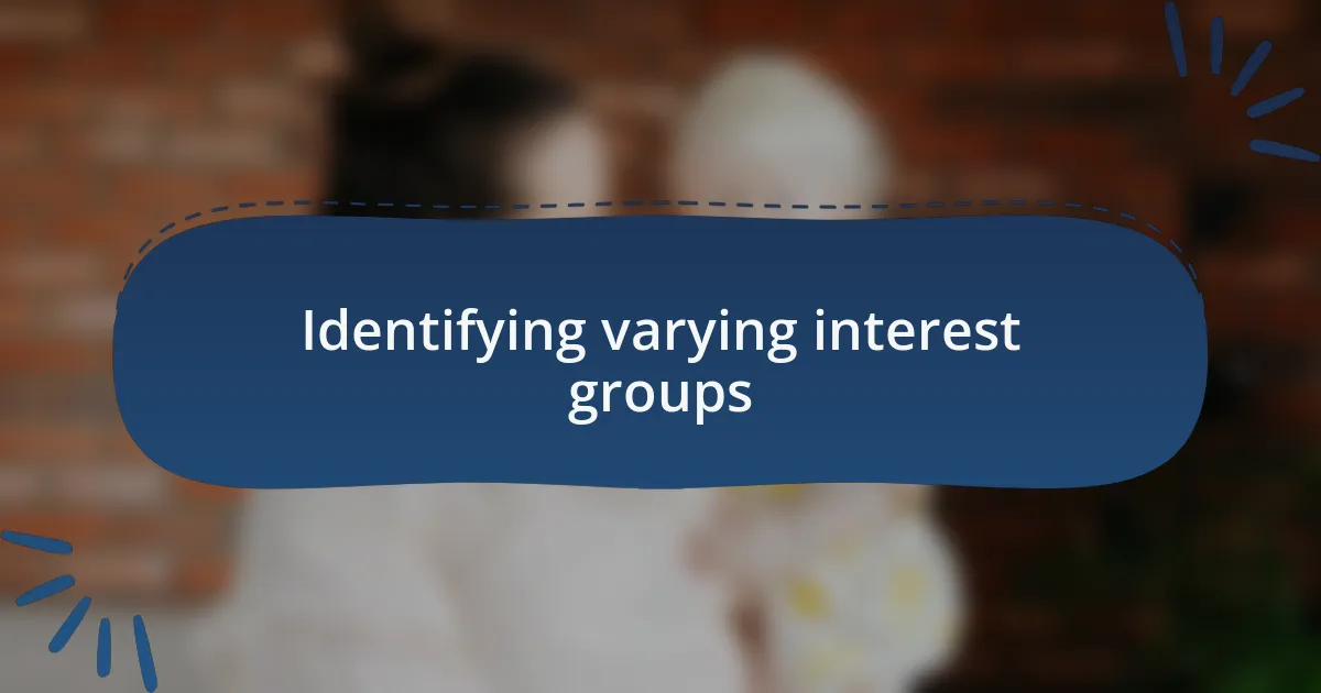 Identifying varying interest groups