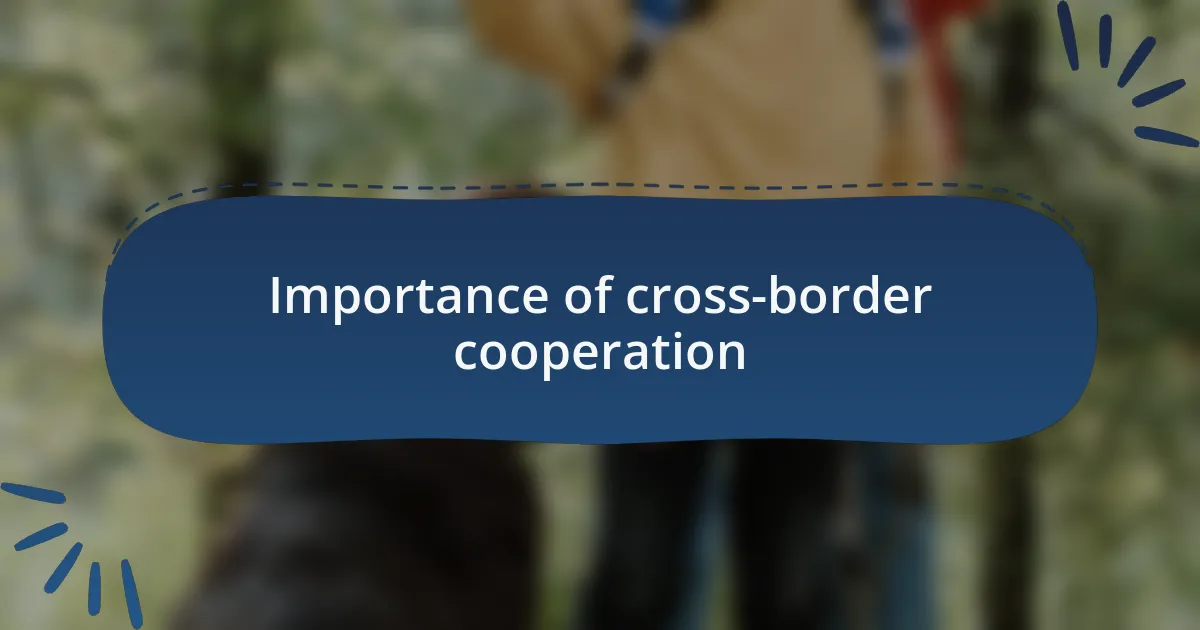 Importance of cross-border cooperation