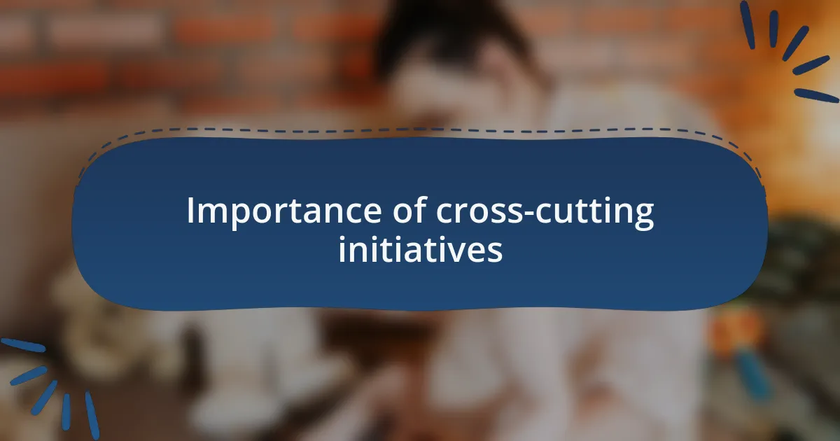 Importance of cross-cutting initiatives