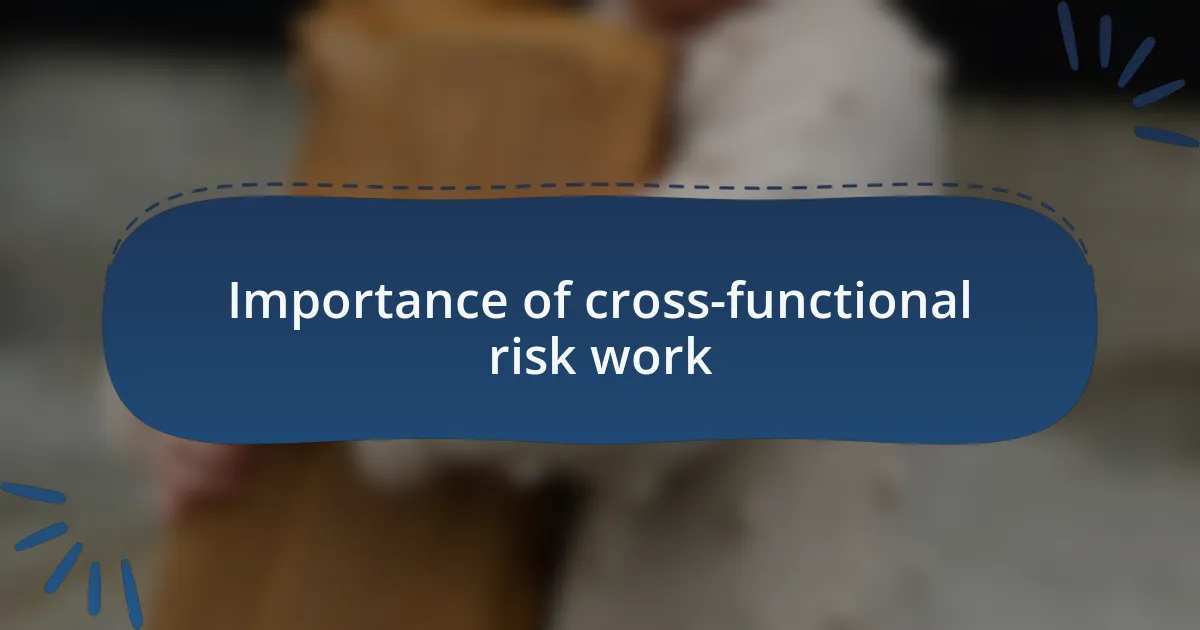 Importance of cross-functional risk work