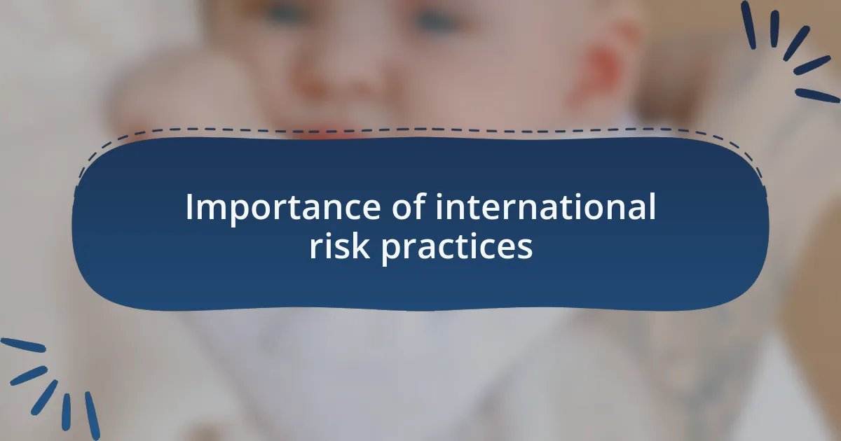 Importance of international risk practices