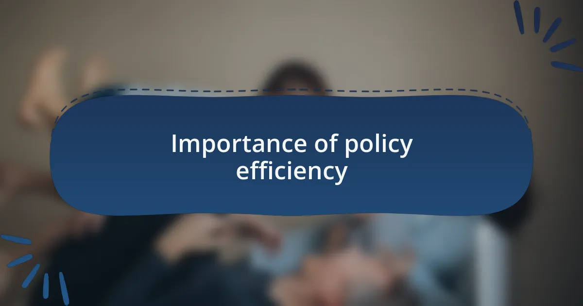 Importance of policy efficiency