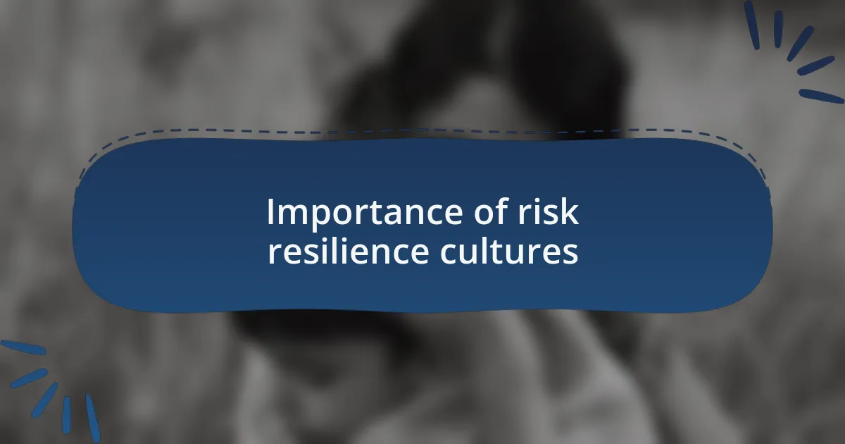 Importance of risk resilience cultures
