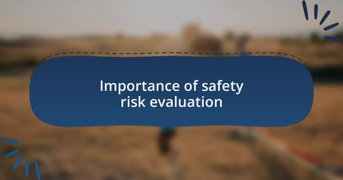 Importance of safety risk evaluation