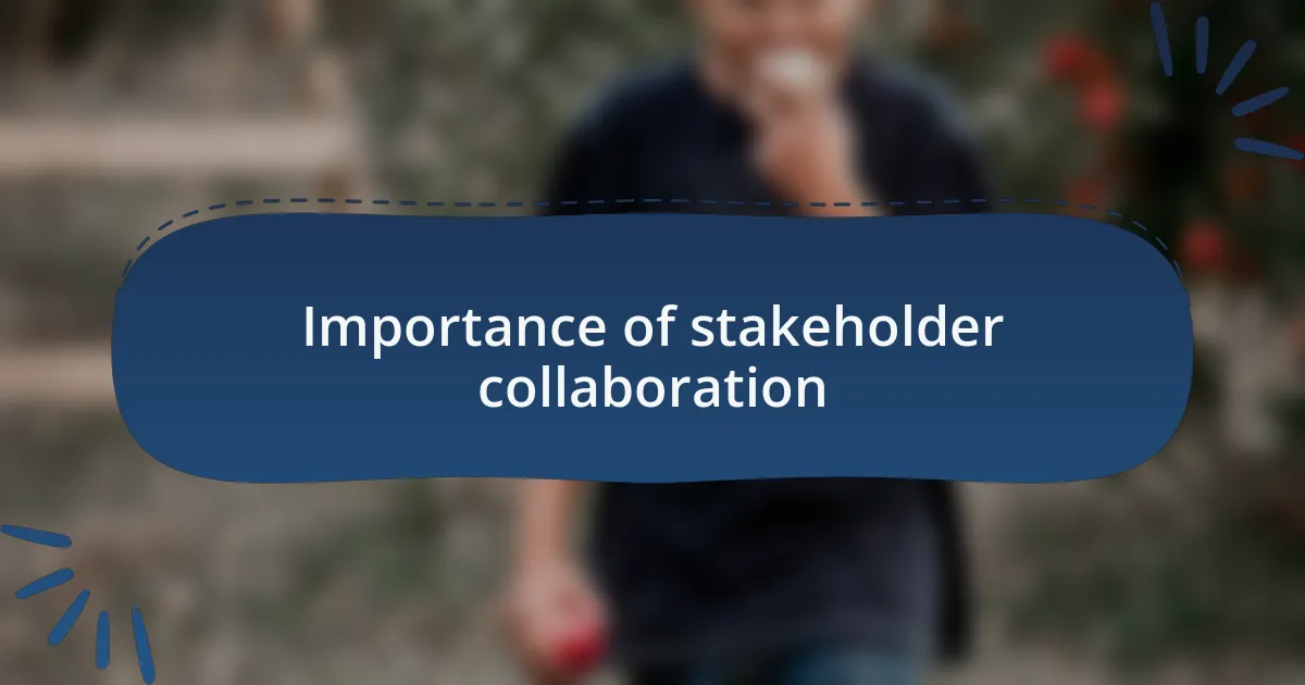 Importance of stakeholder collaboration