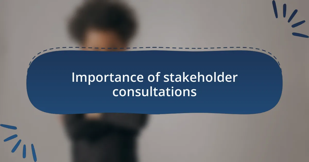 Importance of stakeholder consultations