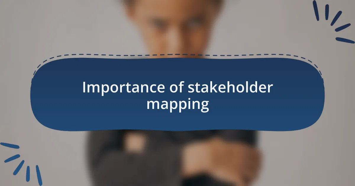 Importance of stakeholder mapping