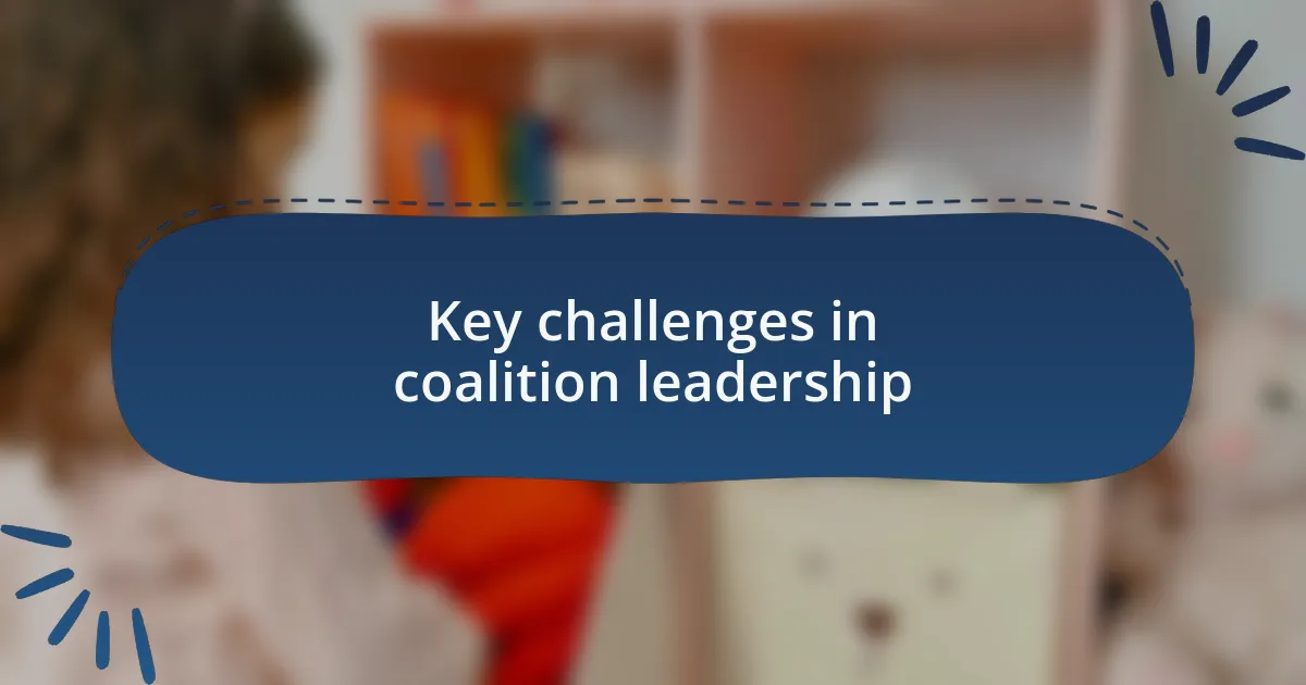 Key challenges in coalition leadership