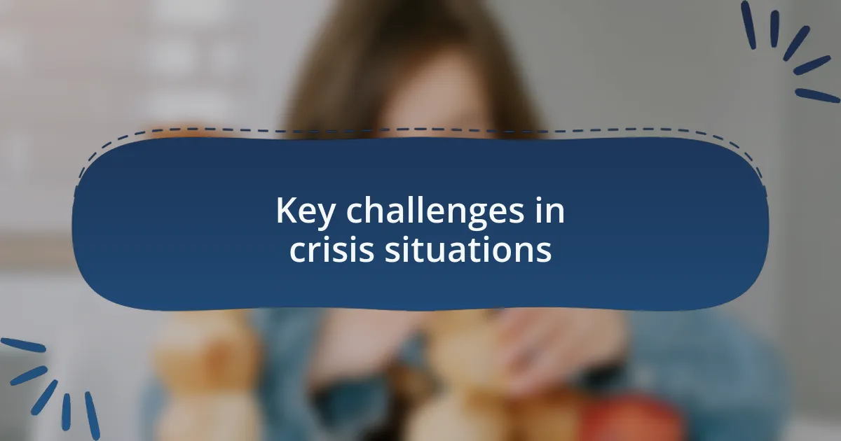 Key challenges in crisis situations