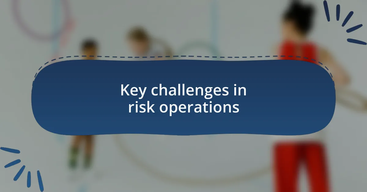 Key challenges in risk operations