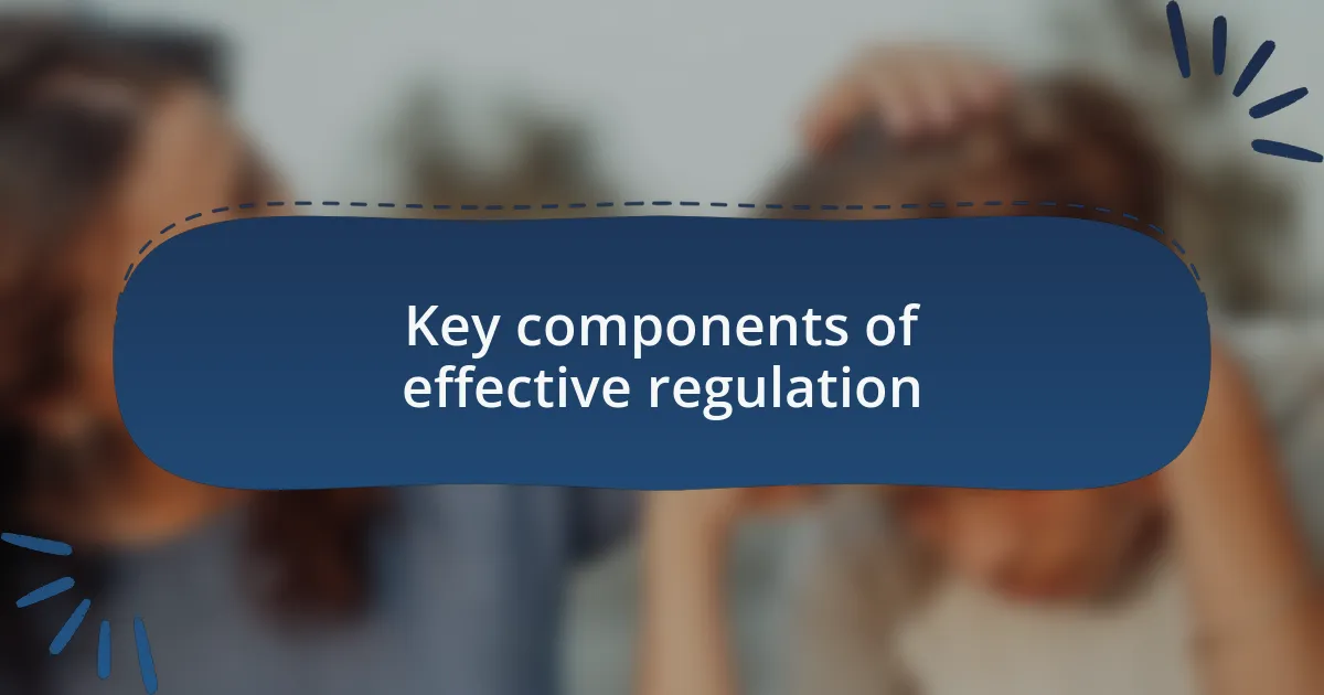 Key components of effective regulation