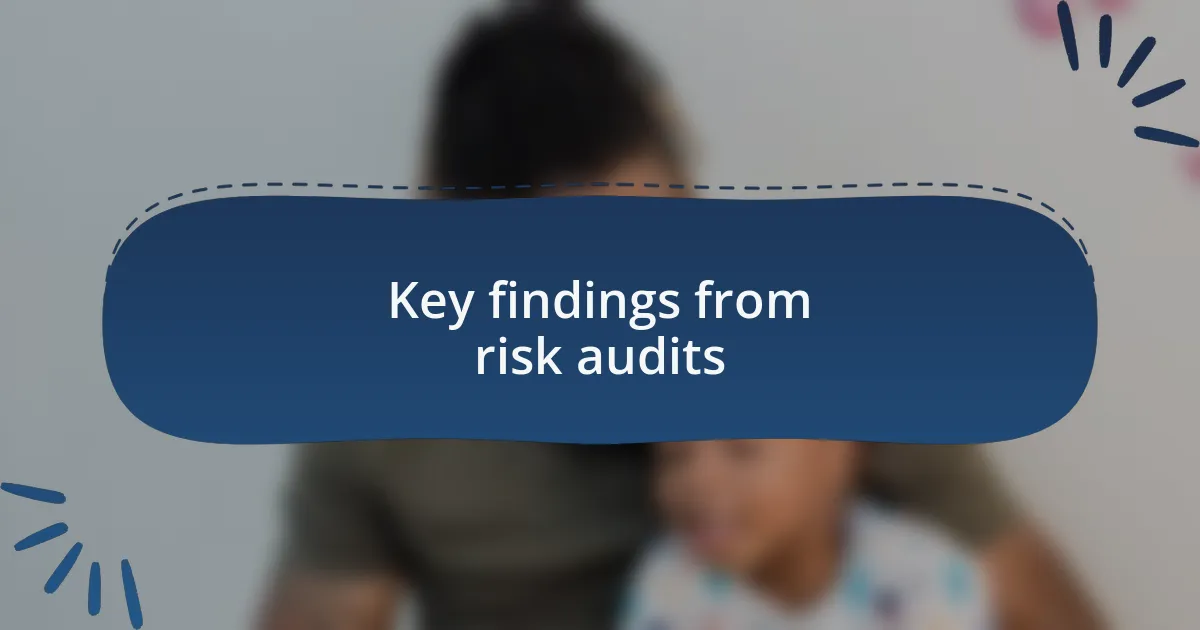 Key findings from risk audits