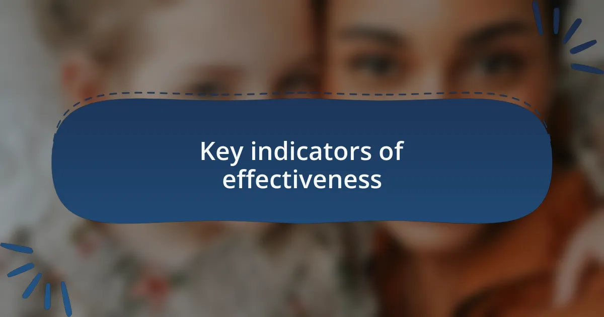 Key indicators of effectiveness