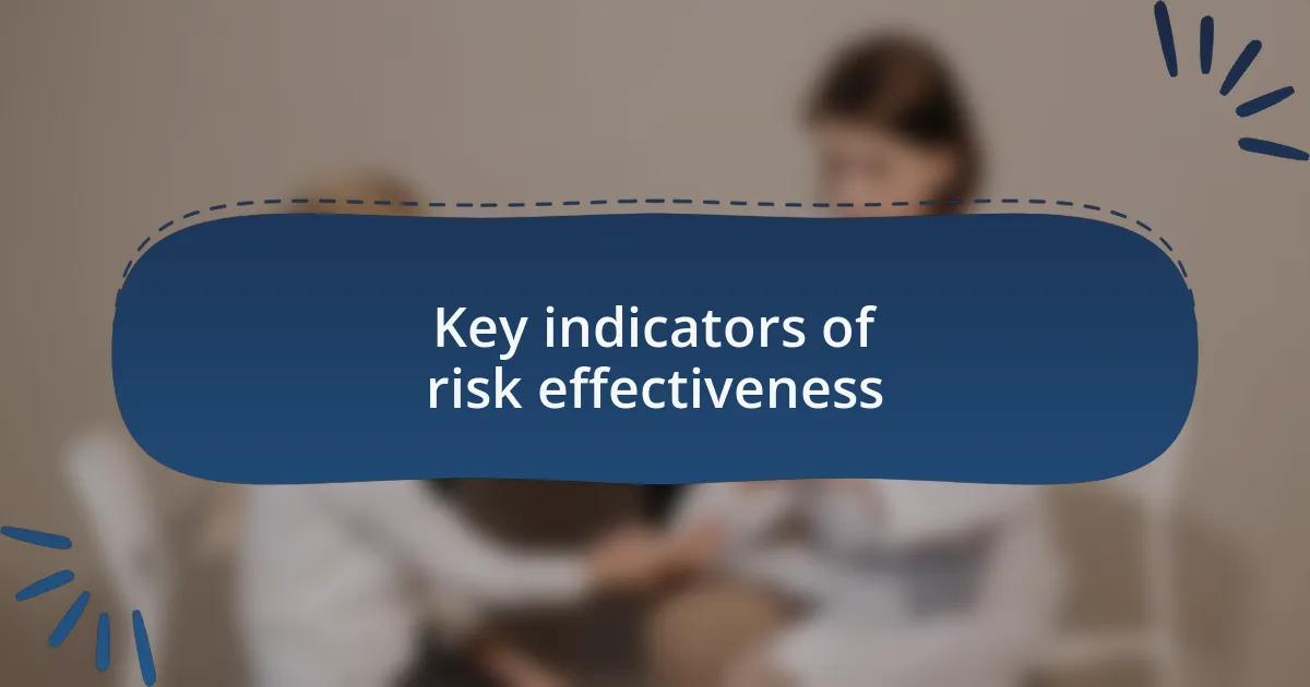 Key indicators of risk effectiveness