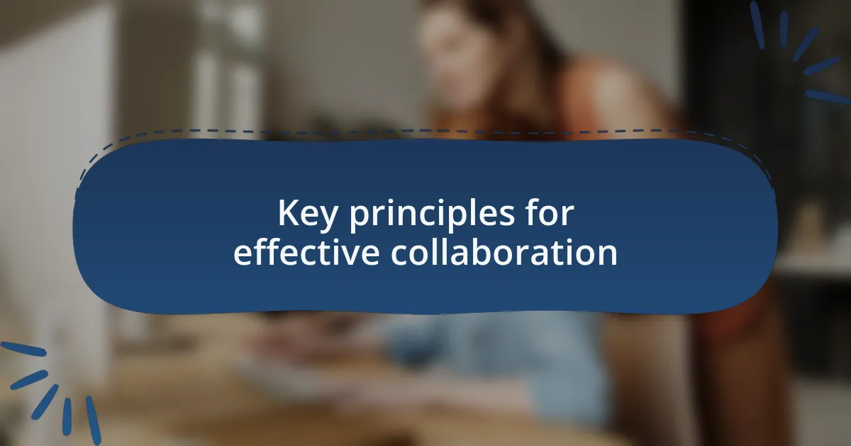 Key principles for effective collaboration