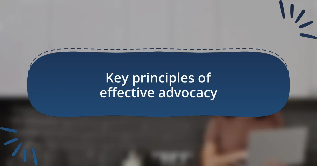 Key principles of effective advocacy