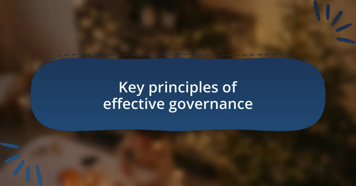 Key principles of effective governance