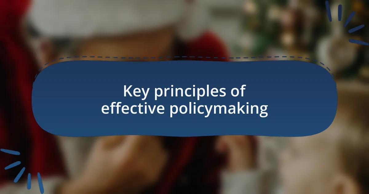 Key principles of effective policymaking