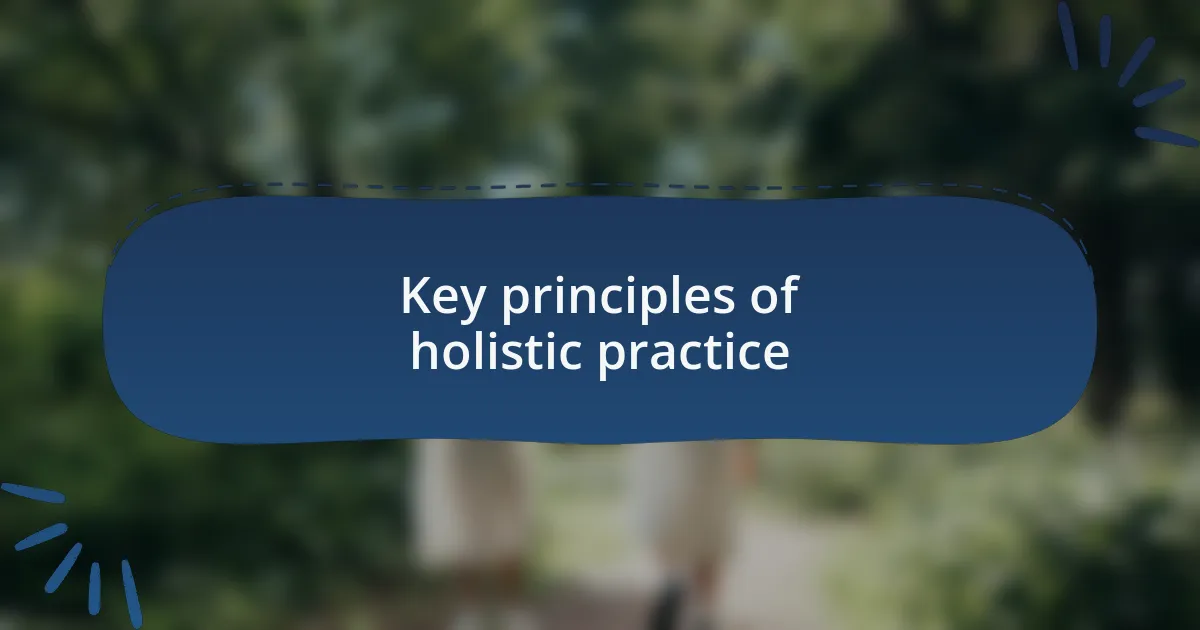 Key principles of holistic practice