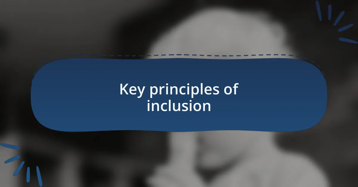 Key principles of inclusion
