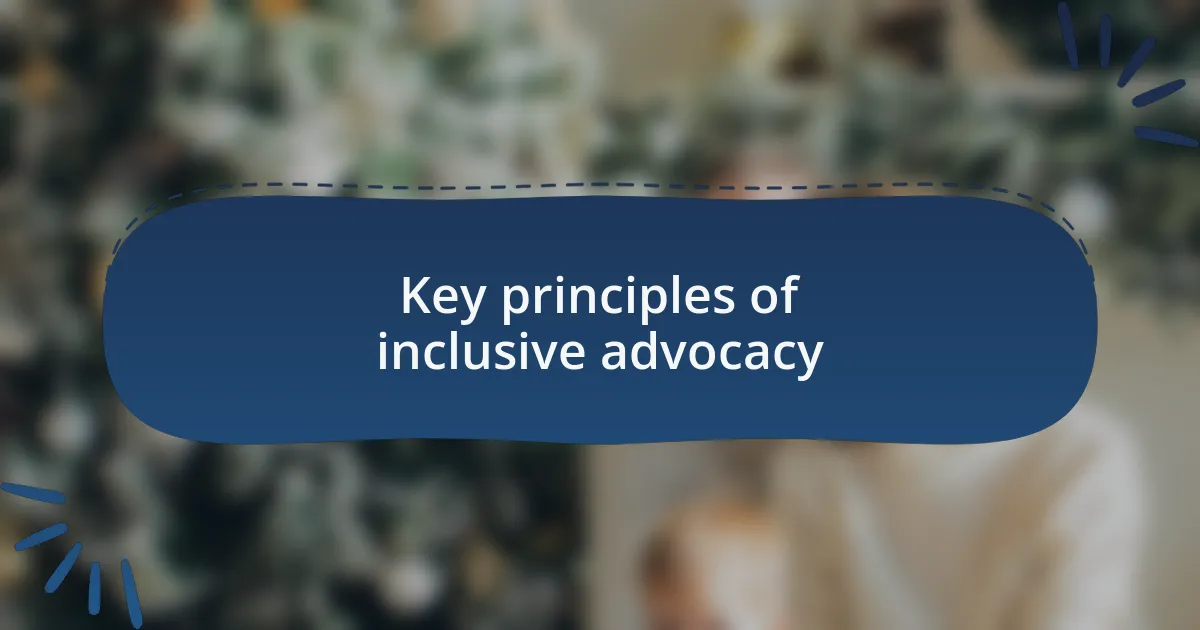 Key principles of inclusive advocacy