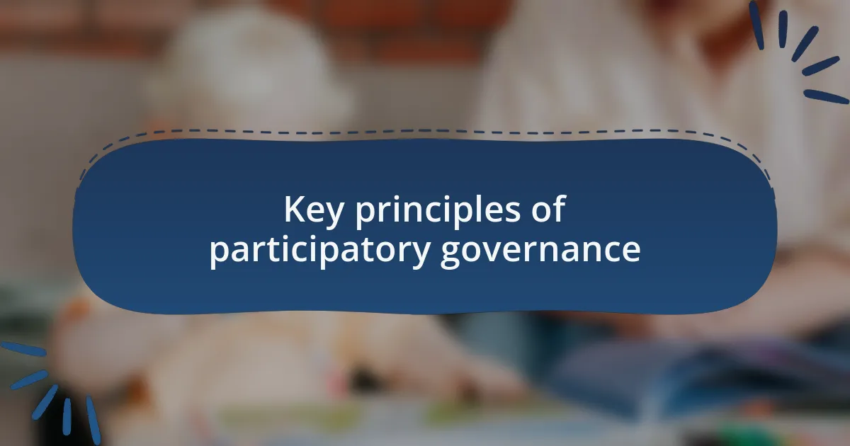 Key principles of participatory governance