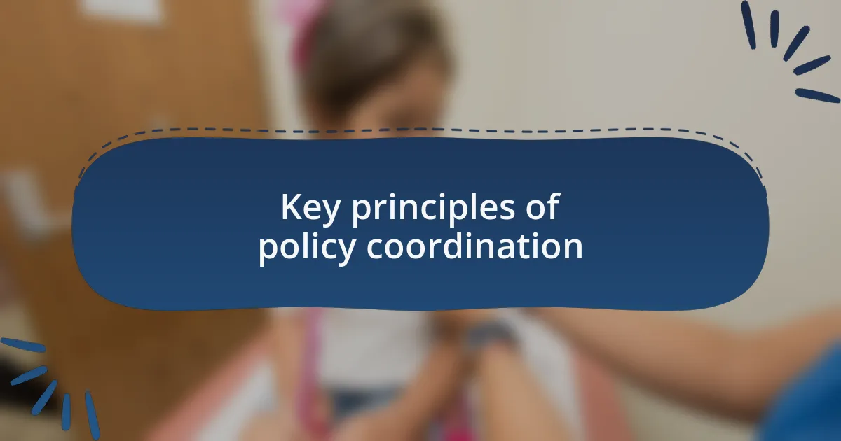 Key principles of policy coordination
