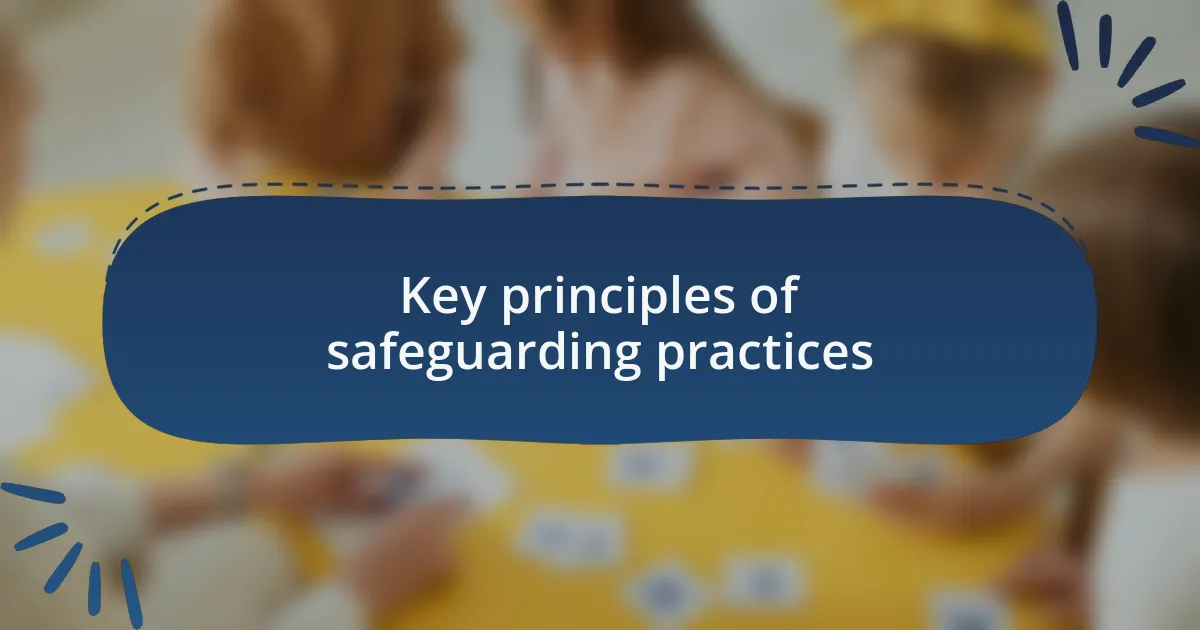 Key principles of safeguarding practices