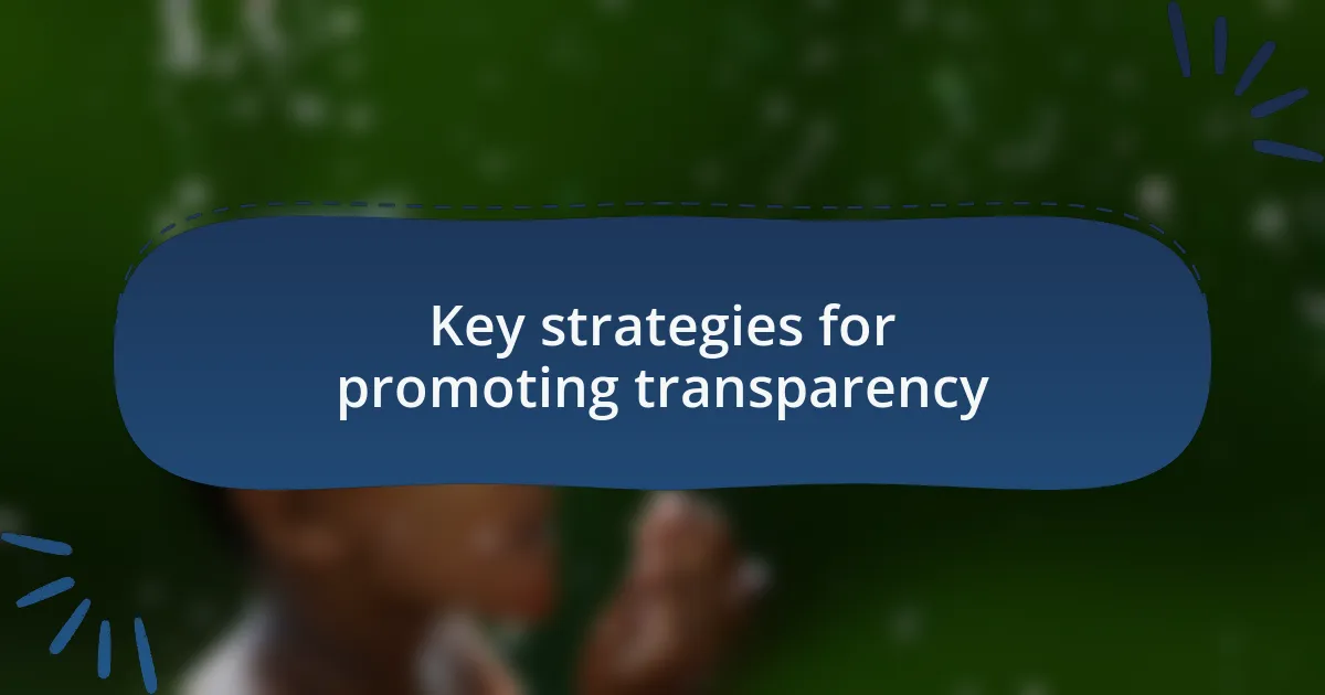 Key strategies for promoting transparency