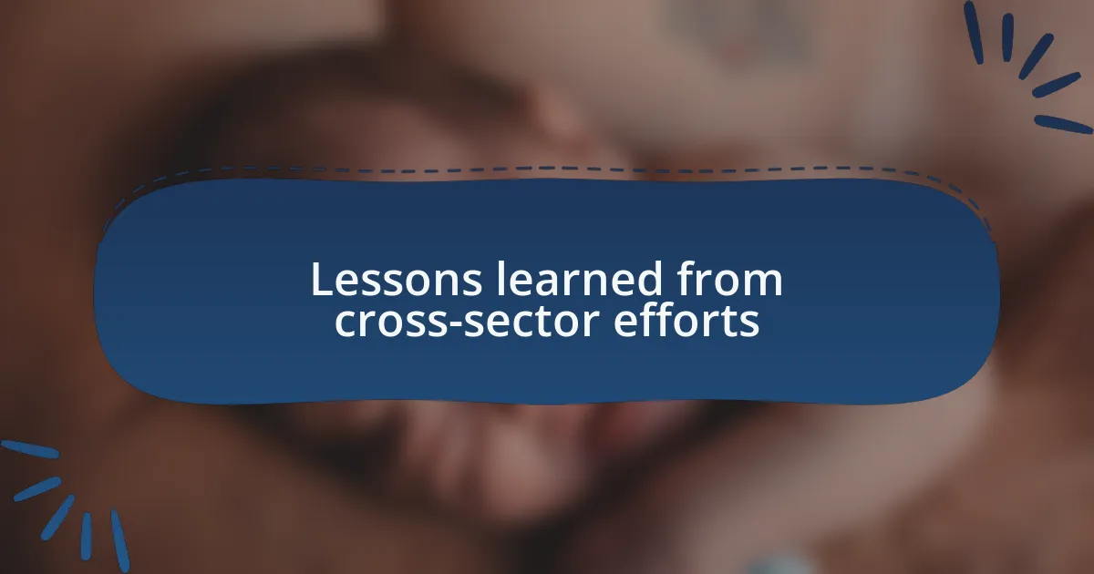 Lessons learned from cross-sector efforts