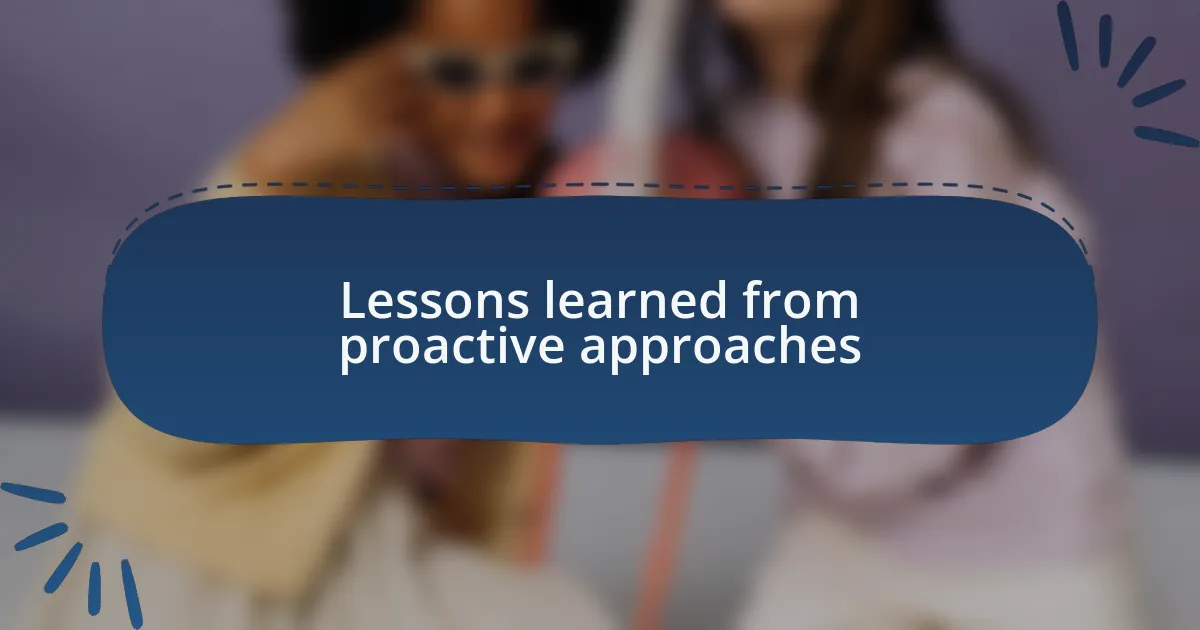 Lessons learned from proactive approaches