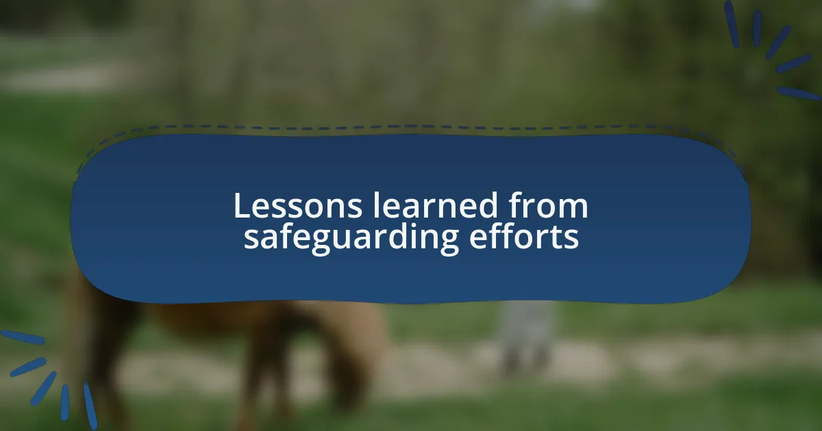Lessons learned from safeguarding efforts