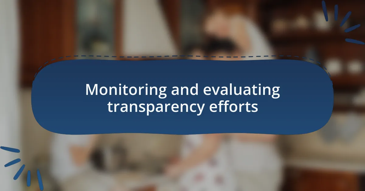 Monitoring and evaluating transparency efforts