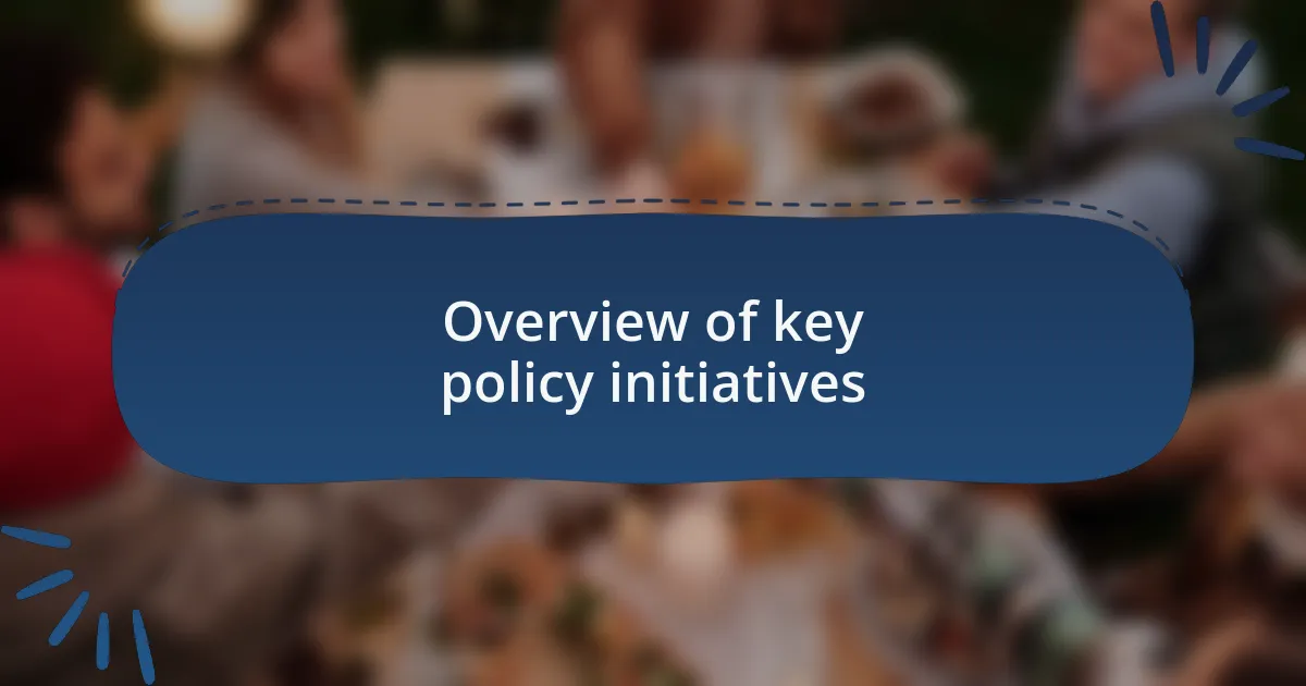 Overview of key policy initiatives